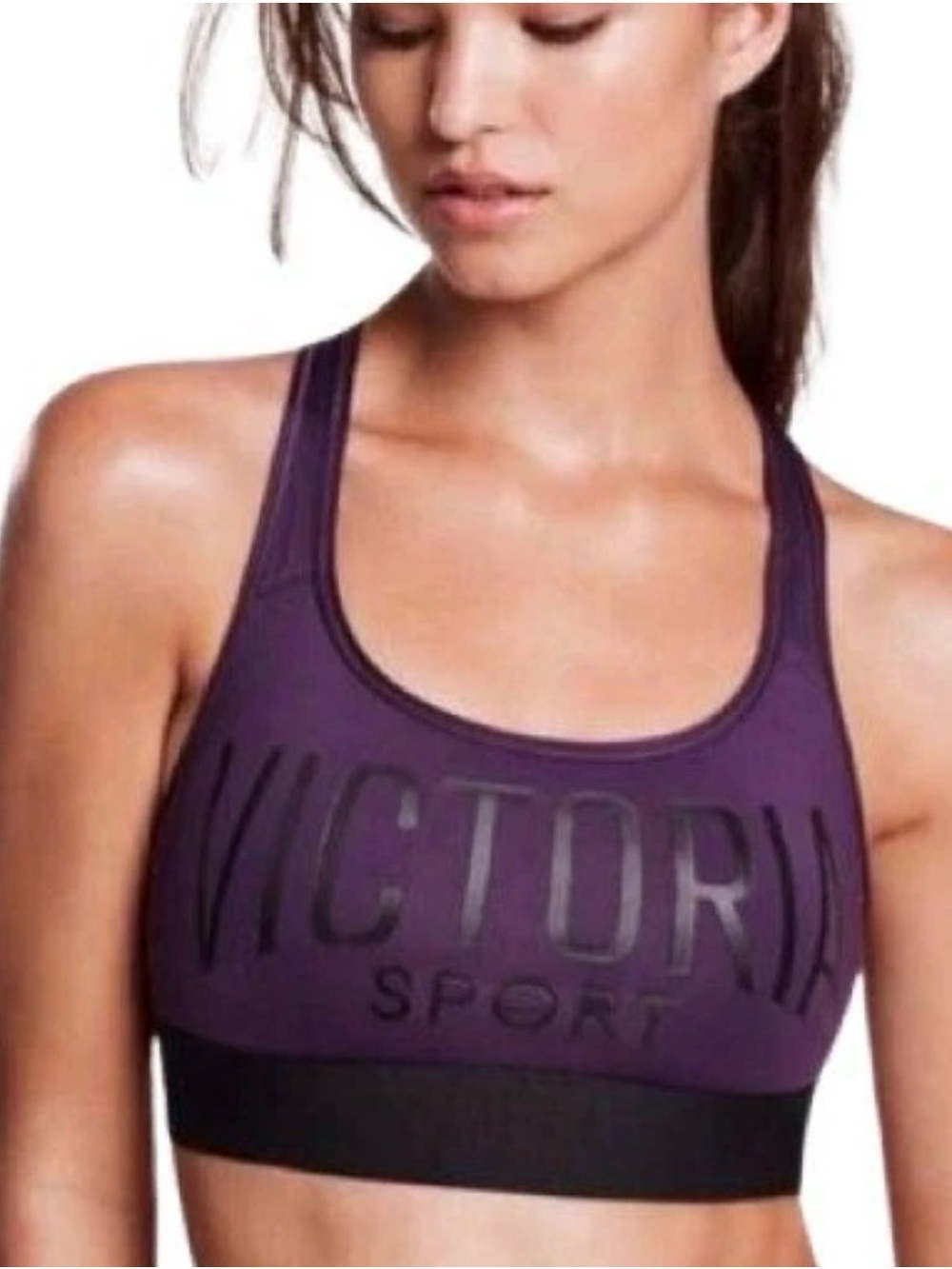 Victoria's Secret sport Womens The Player Sport Bra Purple Black Sz M